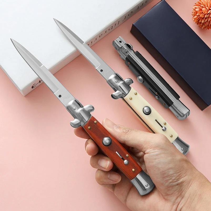 Side Jump AKC Folding Knife Resin Painted Wood Pocket Knives - Image 4