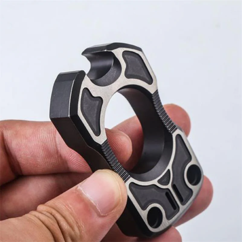 Single Finger Knuckle Duster Titanium Bottle EDC Tool - Image 5