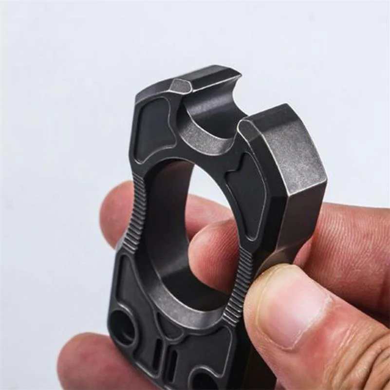Single Finger Knuckle Duster Titanium Bottle EDC Tool - Image 7