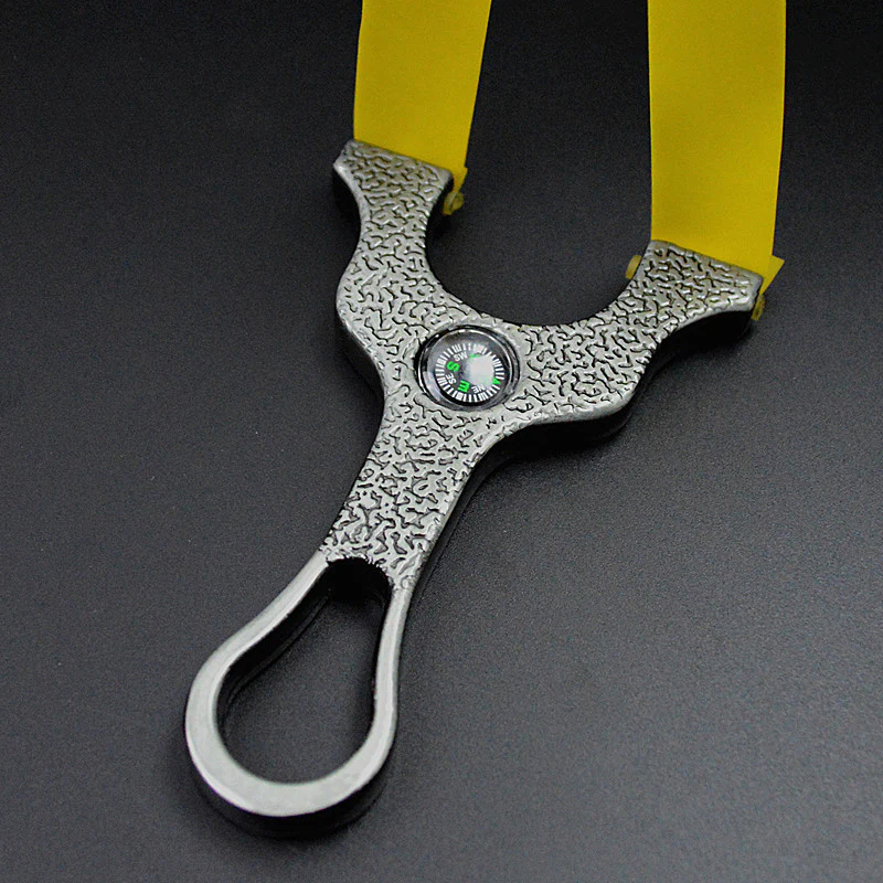 Slingshot with CompassFlat Leather Stainless SteelSurvival Spare Powerful Metal Slingshot - Image 4