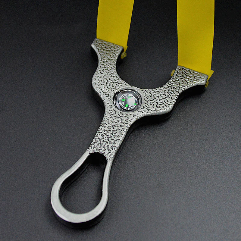 Slingshot with CompassFlat Leather Stainless SteelSurvival Spare Powerful Metal Slingshot - Image 5