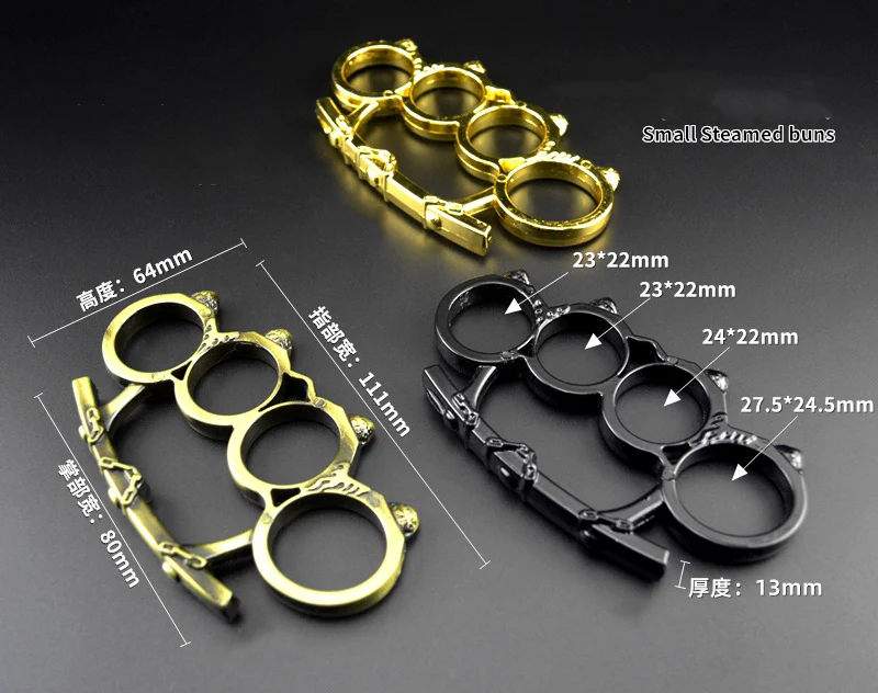 Small Bun Knuckle Duster Protection Hand Buckle Fist Buckle Four Fingers Defense Boxing Fitness Combat Broken Window Tools - Image 2