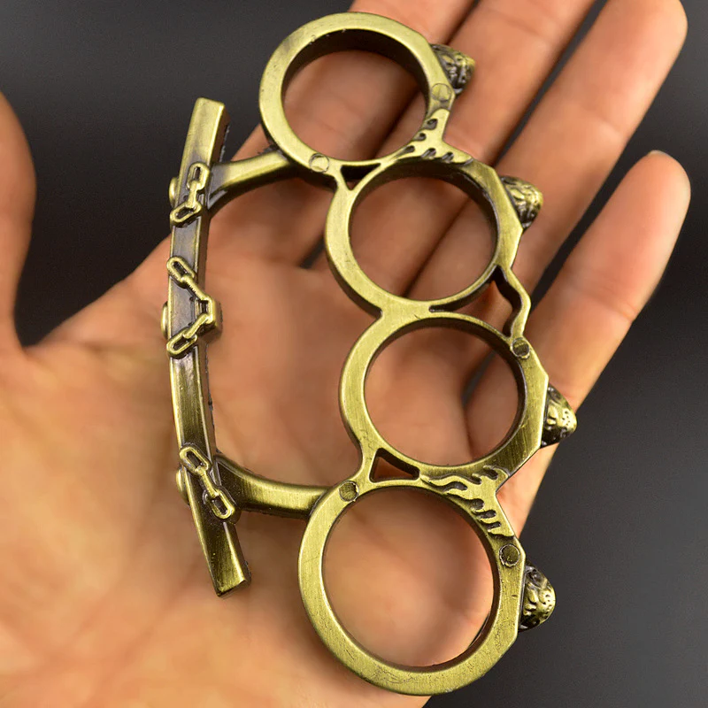 Small Bun Knuckle Duster Protection Hand Buckle Fist Buckle Four Fingers Defense Boxing Fitness Combat Broken Window Tools - Image 3