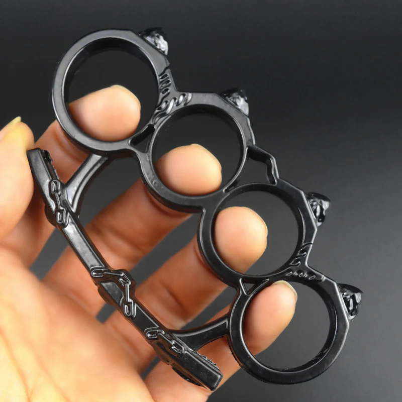 Small Bun Knuckle Duster Protection Hand Buckle Fist Buckle Four Fingers Defense Boxing Fitness Combat Broken Window Tools - Image 4