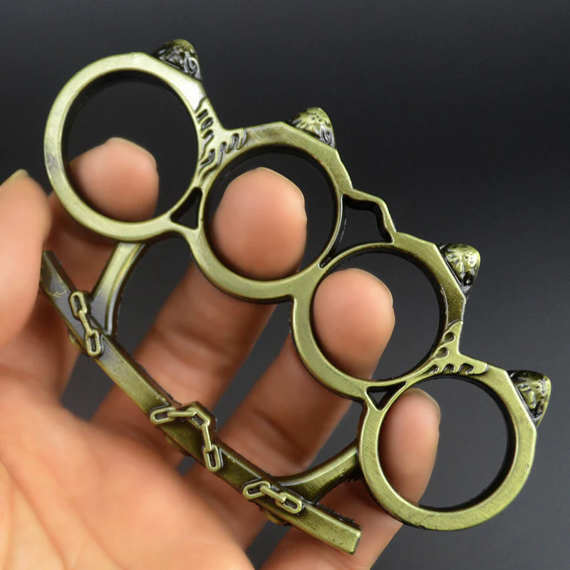 Small Bun Knuckle Duster Protection Hand Buckle Fist Buckle Four Fingers Defense Boxing Fitness Combat Broken Window Tools - Image 6