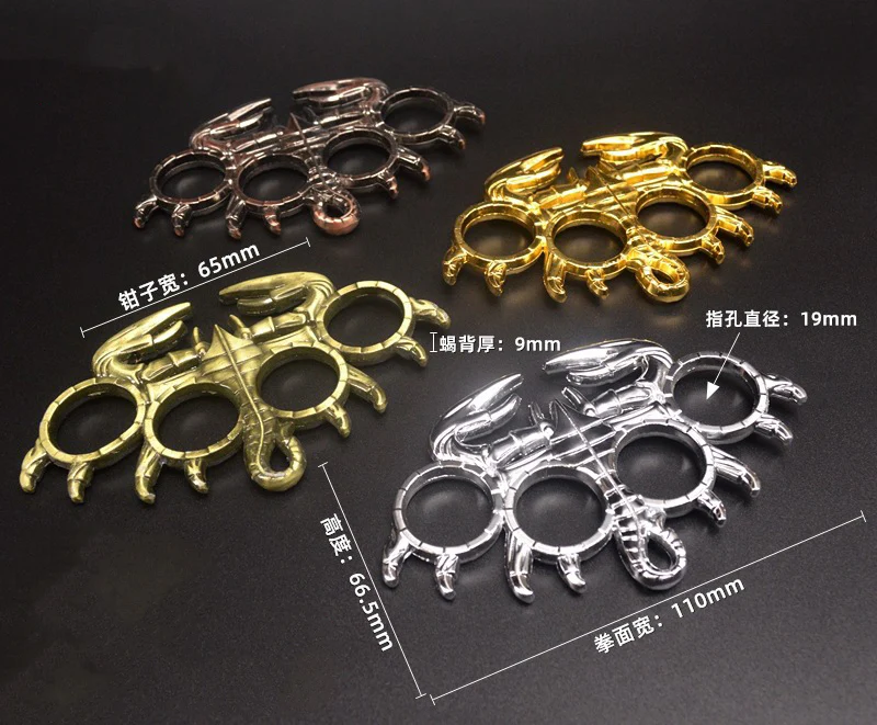 Small Scorpion Style Knuckle Duster Four-fingered Tiger Defense Gloves with Car Broken Window Fight Boxing Ring Life-saving EDC Tool - Image 2