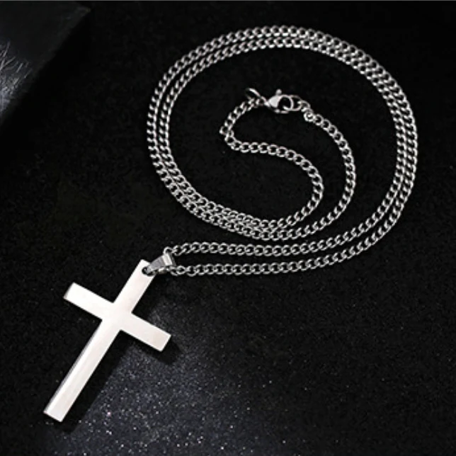 Smooth Cross-shaped Titanium Steel Necklace Pendant Decoration - Image 2