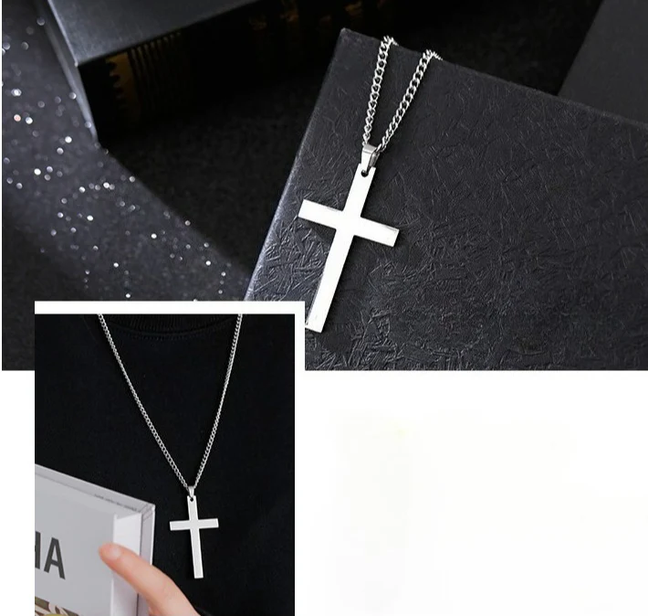 Smooth Cross-shaped Titanium Steel Necklace Pendant Decoration - Image 9