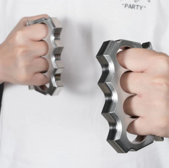 Solid Stainless Steel Knuckle Duster Defense Boxing Emergency Window-breaking Combat EDC Tool - Image 5