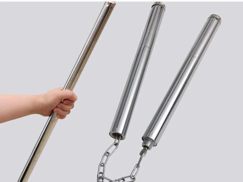 Steel 2-in-1 Multifunctional Nunchaku Outdoor Practice Self Defense EDC Tool - Image 8