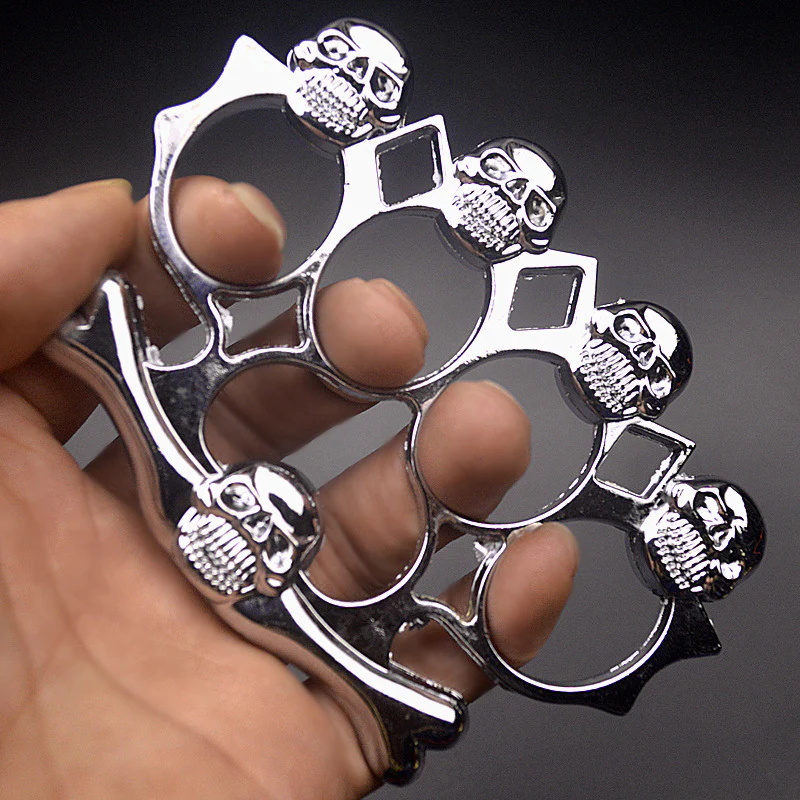 Strong Metal Brass Knuckle Duster Skull Style Four Finger Tiger Outdoor Camping Safety Defense Pocket  EDC Tool - Image 2