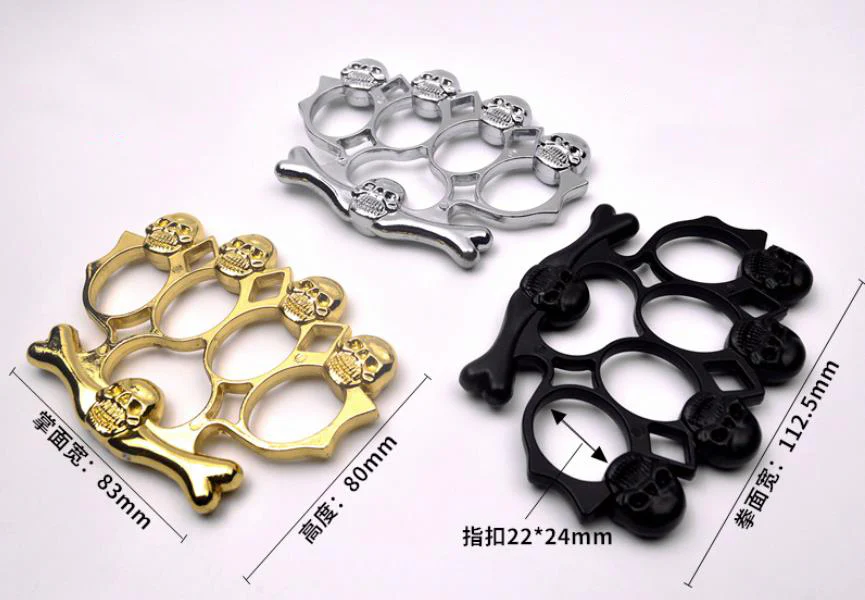 Strong Metal Brass Knuckle Duster Skull Style Four Finger Tiger Outdoor Camping Safety Defense Pocket  EDC Tool - Image 4