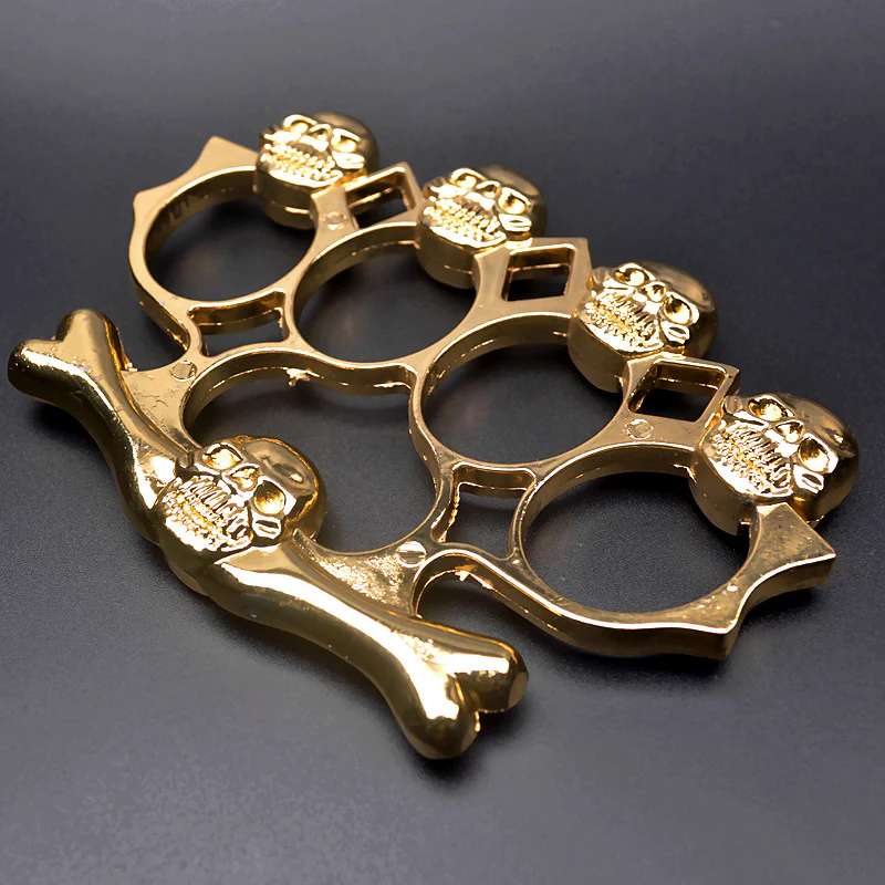 Strong Metal Brass Knuckle Duster Skull Style Four Finger Tiger Outdoor Camping Safety Defense Pocket  EDC Tool - Image 5