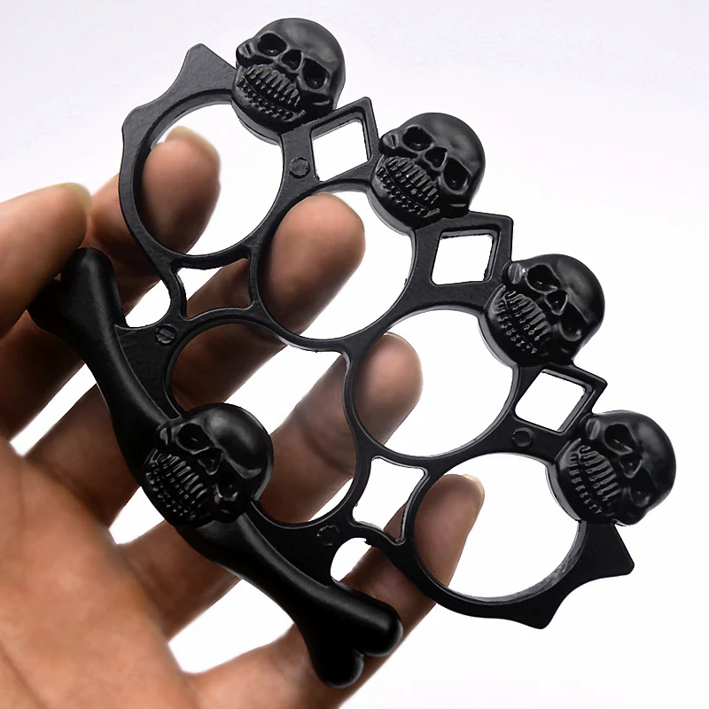 Strong Metal Brass Knuckle Duster Skull Style Four Finger Tiger Outdoor Camping Safety Defense Pocket  EDC Tool - Image 6