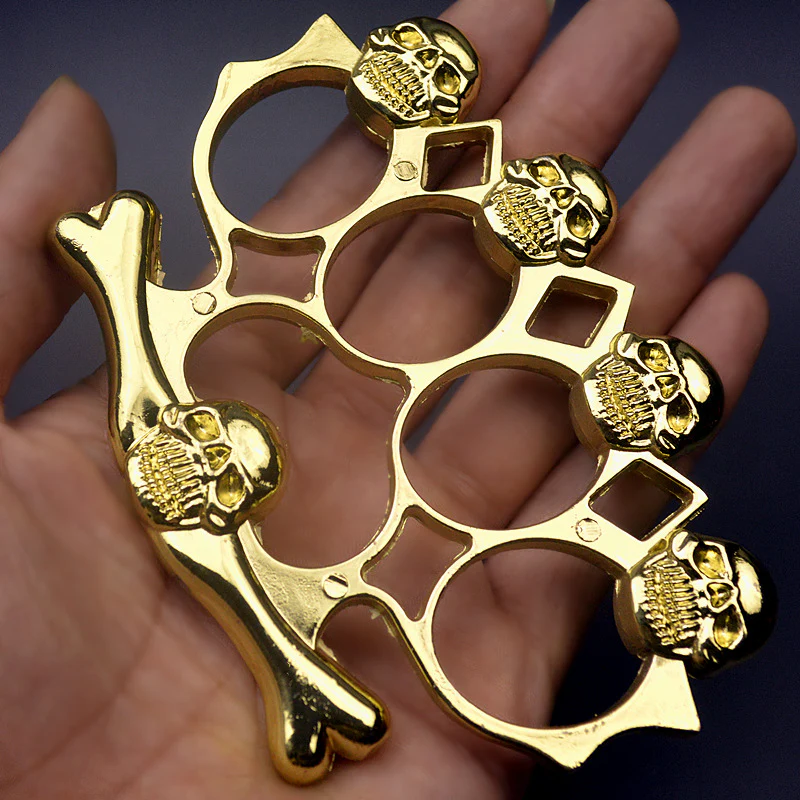Strong Metal Brass Knuckle Duster Skull Style Four Finger Tiger Outdoor Camping Safety Defense Pocket  EDC Tool - Image 7