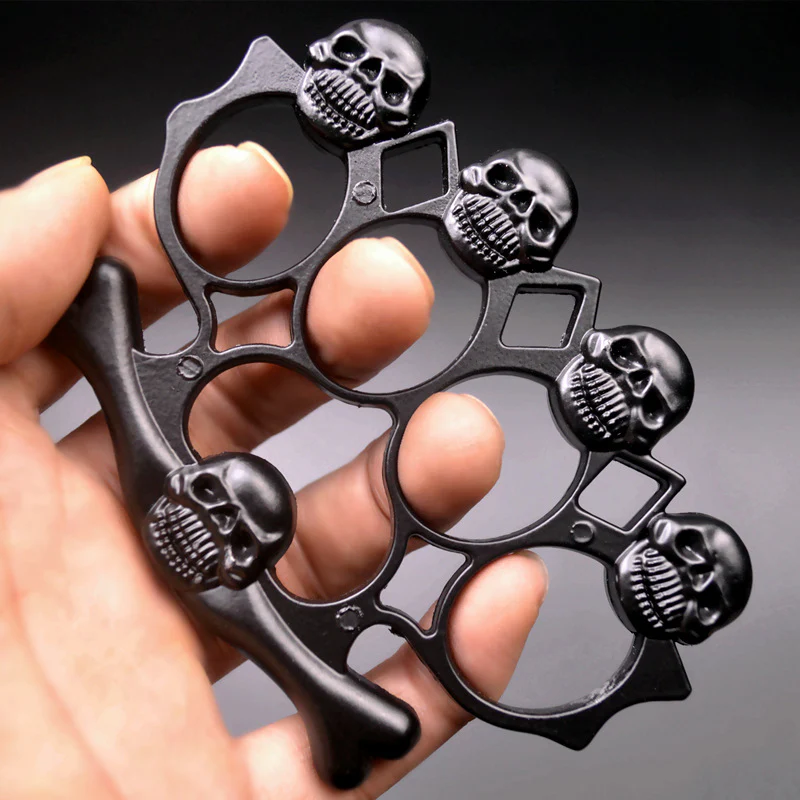 Strong Metal Brass Knuckle Duster Skull Style Four Finger Tiger Outdoor Camping Safety Defense Pocket  EDC Tool - Image 8