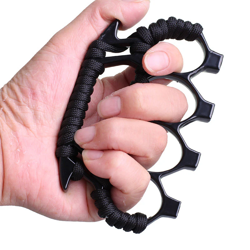 Strong Metal Brass Knuckle Duster With rope Four Finger Tiger Fingers Outdoor Camping Safety-defend Pocket Backpack EDC Tool - Image 3