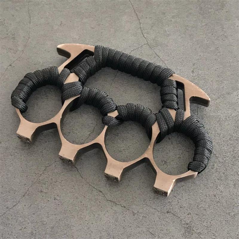 Strong Metal Brass Knuckle Duster With rope Four Finger Tiger Fingers Outdoor Camping Safety-defend Pocket Backpack EDC Tool - Image 5