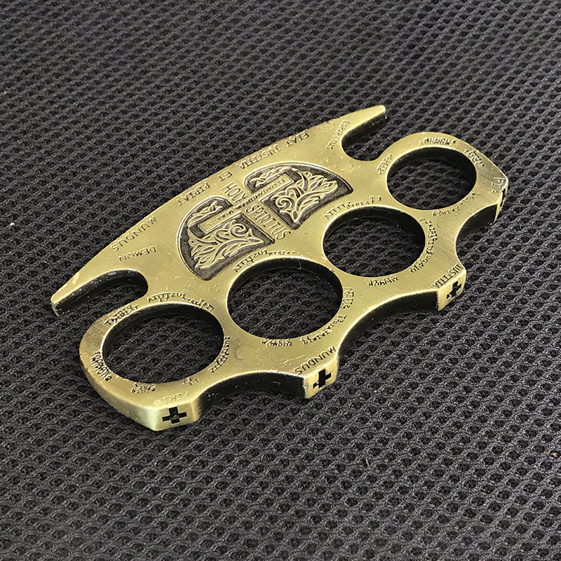 Thickened and widened metal brass knuckles duster four-finger buckle fist outdoor fist buckle fitness boxing portable defense hand buckle fight protective gear - Image 16