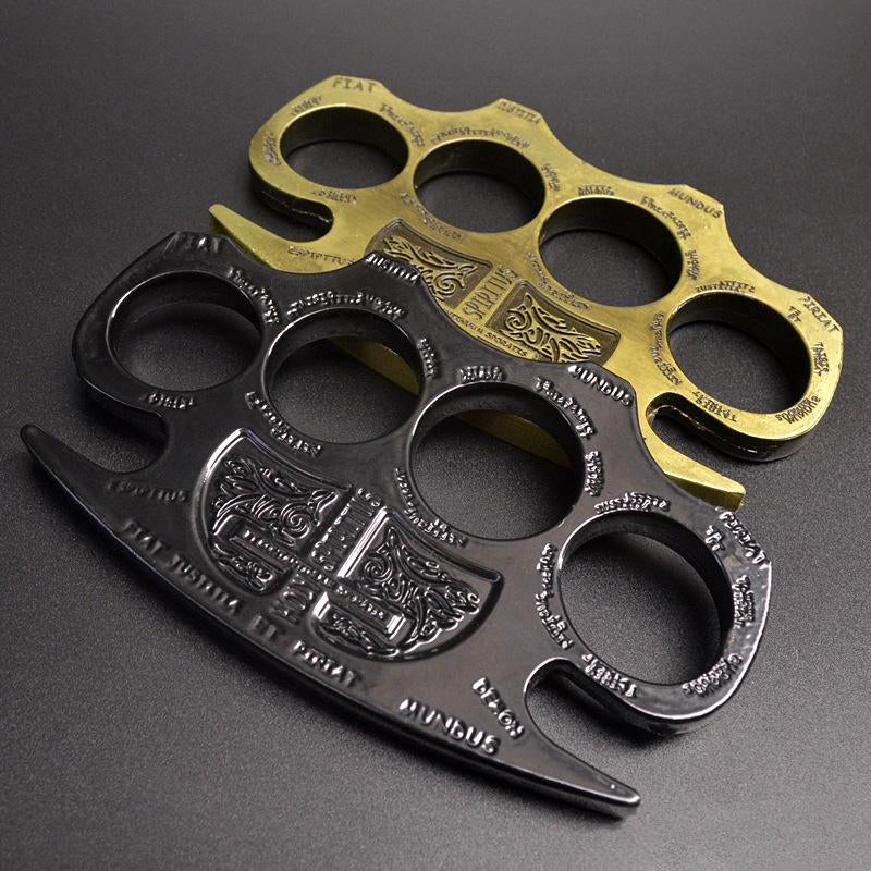 Thickened and widened metal brass knuckles duster four-finger buckle fist outdoor fist buckle fitness boxing portable defense hand buckle fight protective gear - Image 3