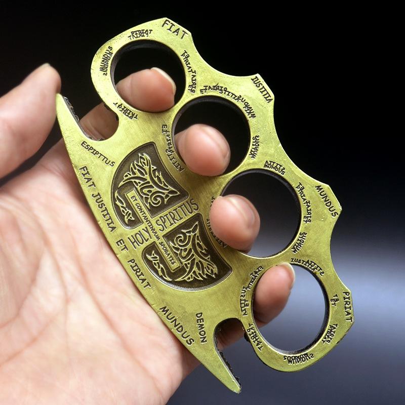 Thickened and widened metal brass knuckles duster four-finger buckle fist outdoor fist buckle fitness boxing portable defense hand buckle fight protective gear - Image 5