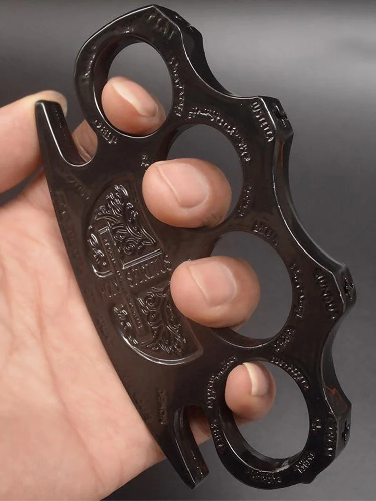 Thickened and widened metal brass knuckles duster four-finger buckle fist outdoor fist buckle fitness boxing portable defense hand buckle fight protective gear - Image 6