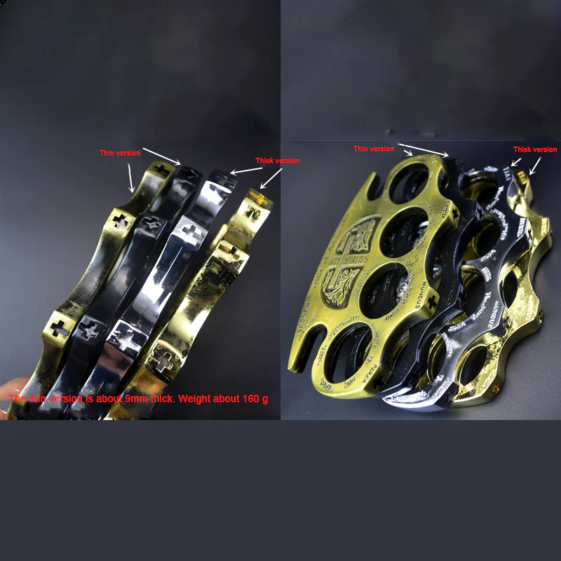 Thickened and widened metal brass knuckles duster four-finger buckle fist outdoor fist buckle fitness boxing portable defense hand buckle fight protective gear - Image 7