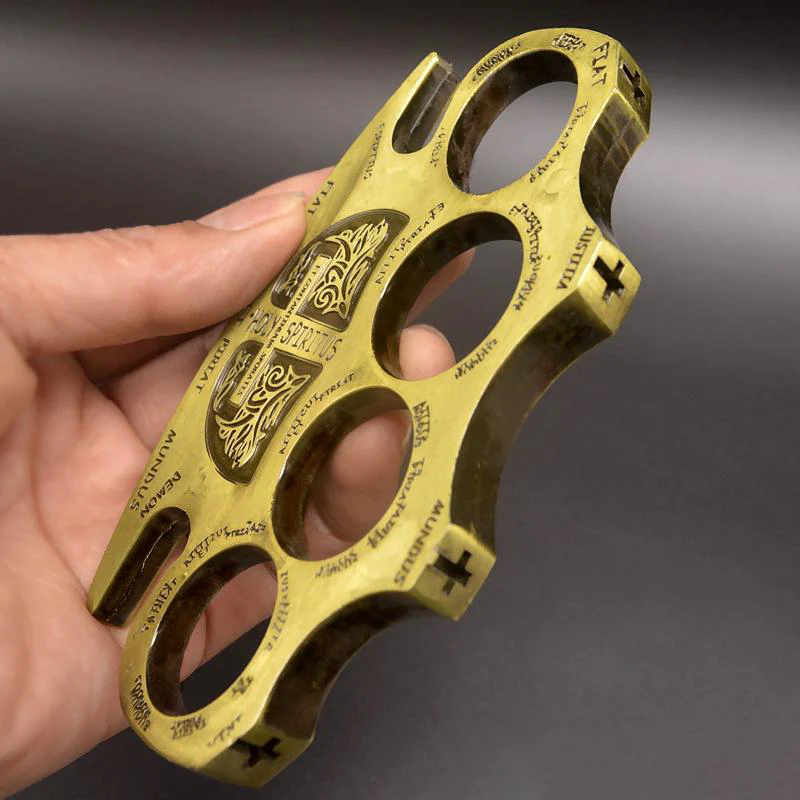 Thickened and widened metal brass knuckles duster four-finger buckle fist outdoor fist buckle fitness boxing portable defense hand buckle fight protective gear - Image 9