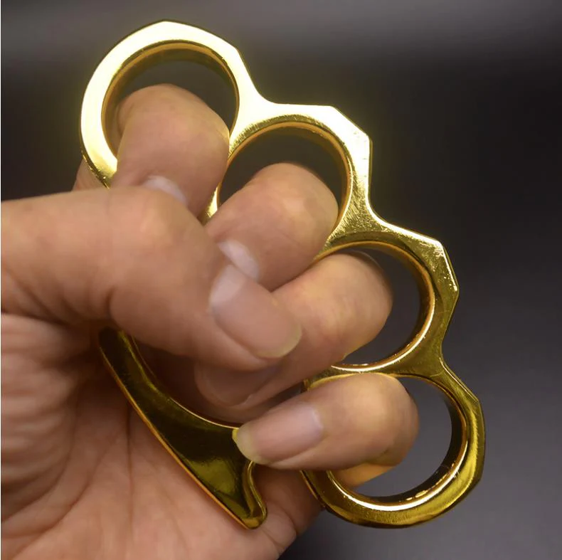 Thickened Metal Brass Knuckles Duster Four Fingers Fist Buckle Camping Broken Window Defense Boxing Finger Ring Life-saving EDC Tools - Image 11