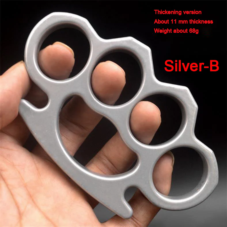 Thickened Metal Brass Knuckles Duster Four Fingers Fist Buckle Camping Broken Window Defense Boxing Finger Ring Life-saving EDC Tools - Image 14