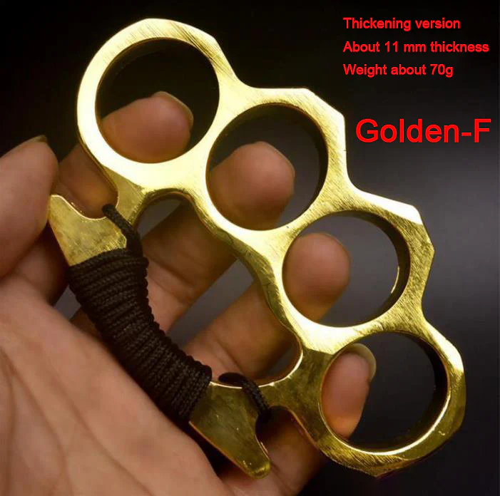 Thickened Metal Brass Knuckles Duster Four Fingers Fist Buckle Camping Broken Window Defense Boxing Finger Ring Life-saving EDC Tools - Image 16