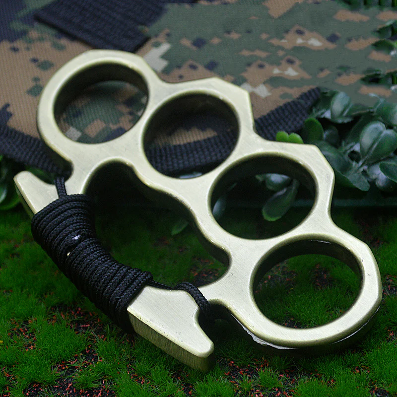 Thickened Metal Brass Knuckles Duster Four Fingers Fist Buckle Camping Broken Window Defense Boxing Finger Ring Life-saving EDC Tools - Image 19
