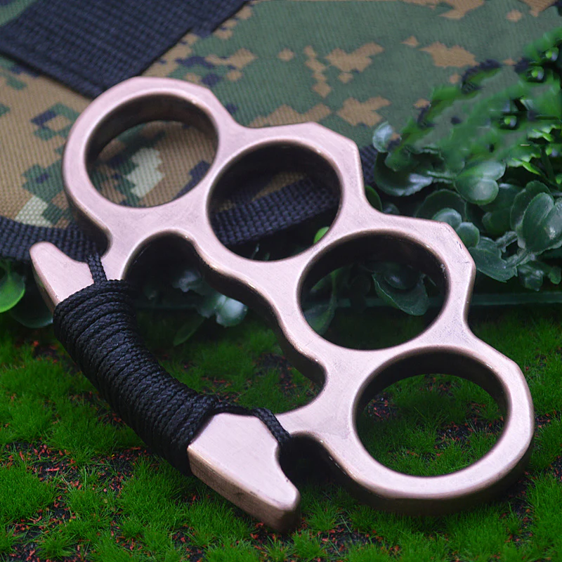Thickened Metal Brass Knuckles Duster Four Fingers Fist Buckle Camping Broken Window Defense Boxing Finger Ring Life-saving EDC Tools - Image 4