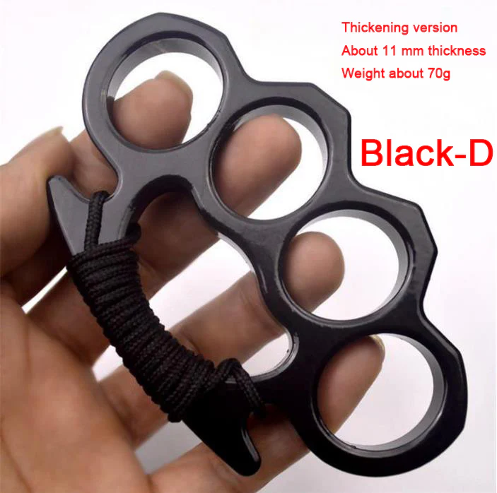 Thickened Metal Brass Knuckles Duster Four Fingers Fist Buckle Camping Broken Window Defense Boxing Finger Ring Life-saving EDC Tools - Image 7