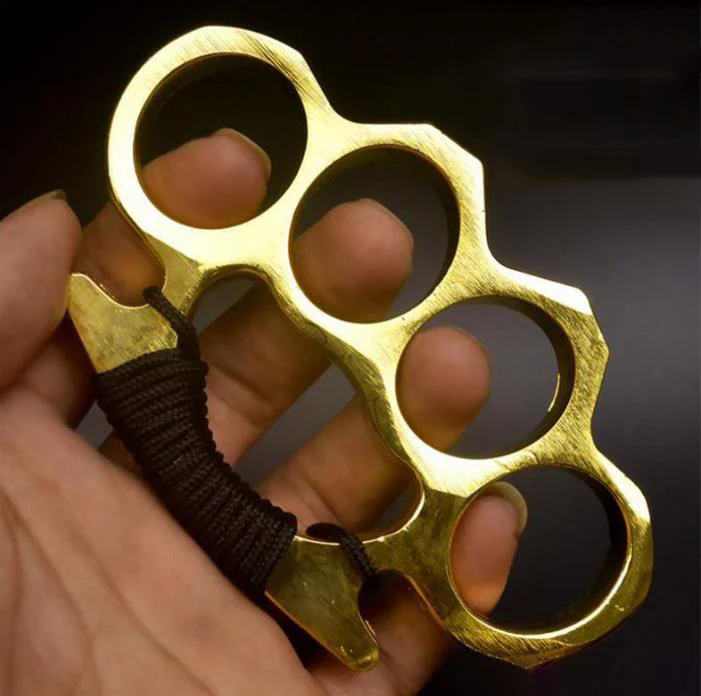 Thickened Metal Brass Knuckles Duster Four Fingers Fist Buckle Camping Broken Window Defense Boxing Finger Ring Life-saving EDC Tools - Image 9
