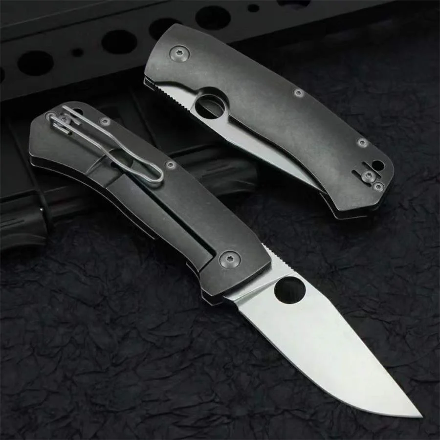 Titanium Alloy Handle Folding Knife D2 Blade Outdoor Camping Pocket Knives - Image 5
