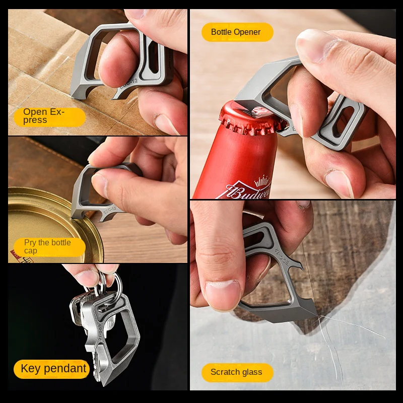 Titanium Bottle Opener Knuckle Duster Defense Pendant - Image 2