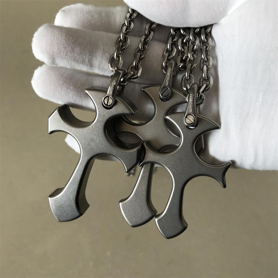 Cross Titanium Knuckle Duster Self-defense Window Breaking EDC Tool - Image 16