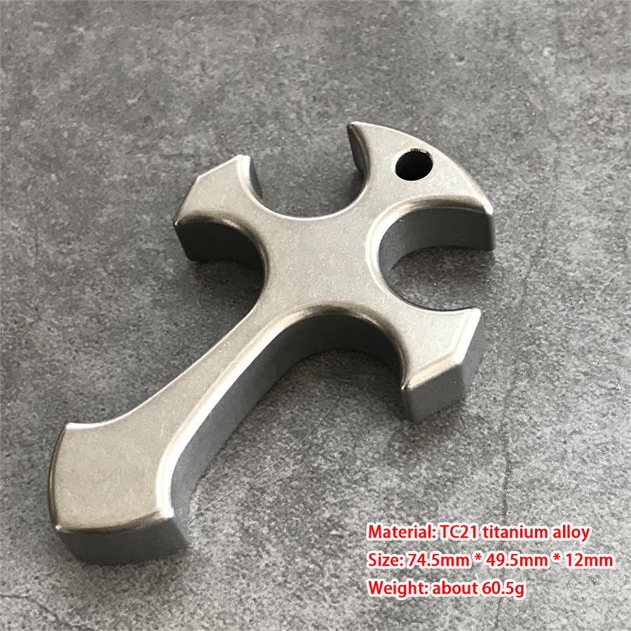 Cross Titanium Knuckle Duster Self-defense Window Breaking EDC Tool - Image 7