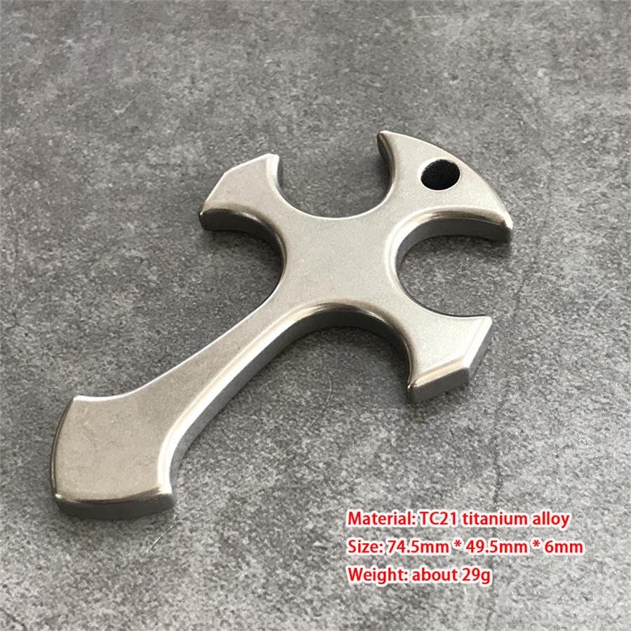 Cross Titanium Knuckle Duster Self-defense Window Breaking EDC Tool - Image 8