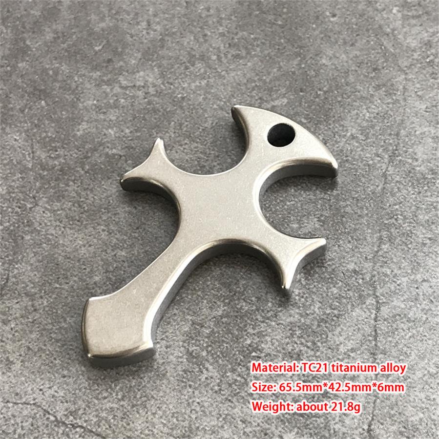 Cross Titanium Knuckle Duster Self-defense Window Breaking EDC Tool - Image 9