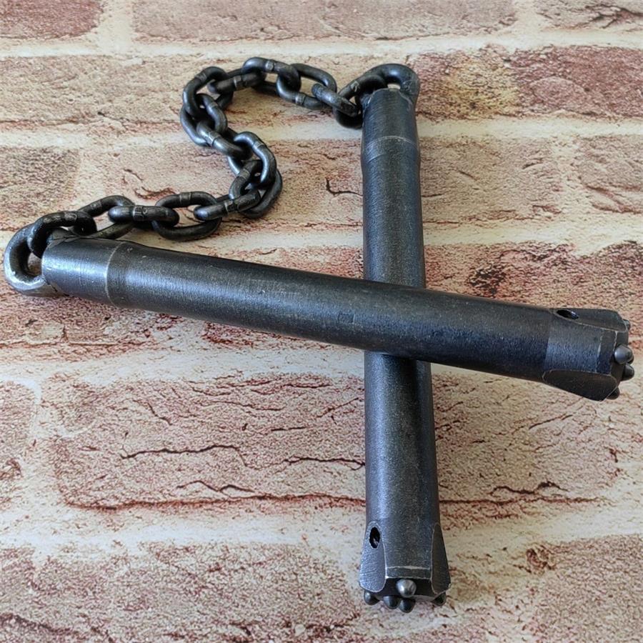 Tungsten Steel Heavy Stick Handmade Nunchucks Window Breaking Self Defense Tool - Image 4