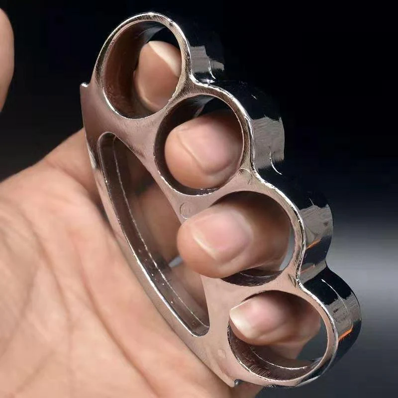 Mini portable metal brass knuckles duster boxing training fitness combat window breaker outdoor safety and defense EDC tools - Image 3
