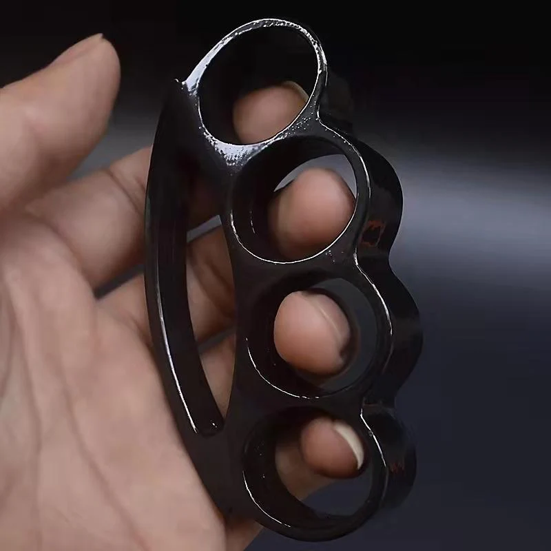 Mini portable metal brass knuckles duster boxing training fitness combat window breaker outdoor safety and defense EDC tools - Image 4