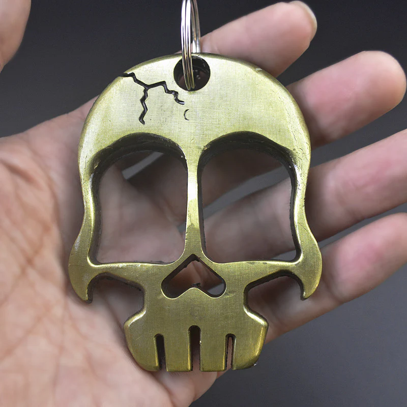 Weighted and Thickened Knuckle Duster Two-finger Boxing Skull Defense Boxing Martial Arts Boxing Buckle Multi-function Bottle Opener - Image 10