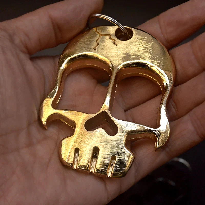 Weighted and Thickened Knuckle Duster Two-finger Boxing Skull Defense Boxing Martial Arts Boxing Buckle Multi-function Bottle Opener - Image 6