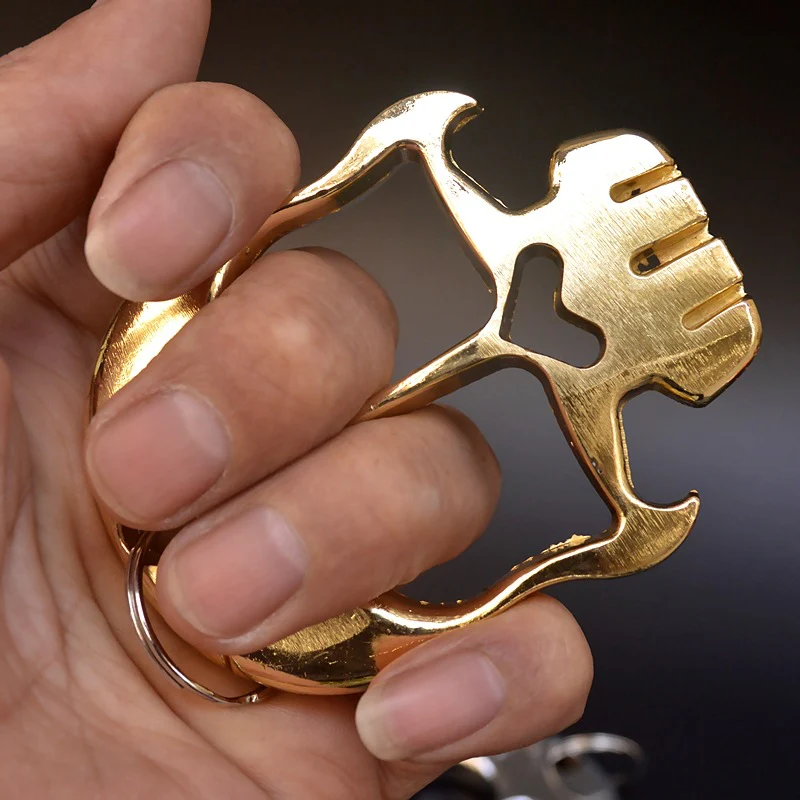 Weighted and Thickened Knuckle Duster Two-finger Boxing Skull Defense Boxing Martial Arts Boxing Buckle Multi-function Bottle Opener - Image 8