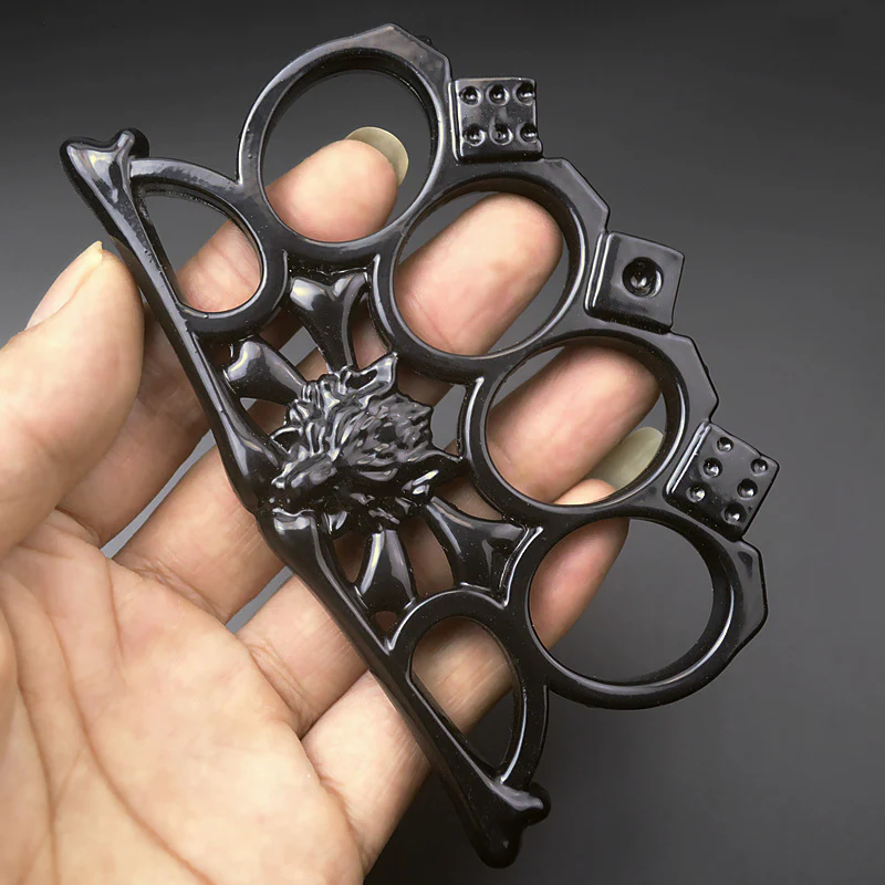 Wolf Head Style Knuckle Duster Four-fingered Tiger Defense Gloves with Car Broken Window Fight Boxing Ring Life-saving EDC Tool - Image 4