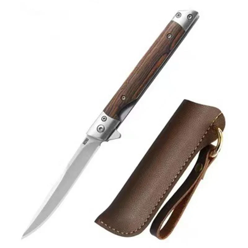 Wood Handle Folding Knife Damascus Pattern Camping Pocket Knives - Image 14