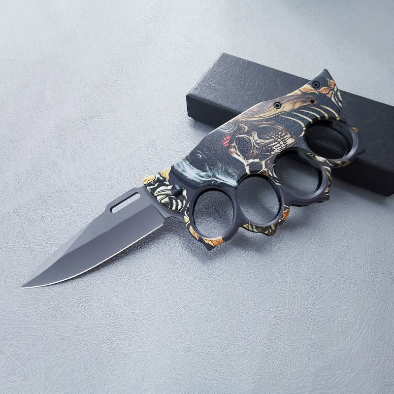 Wooden Handle Folding Knuckle Knife Outdoor Self Defense Pocket Knives EDC Tools - Image 4